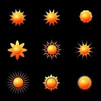 Realistic Sun Icon Set Collection vector