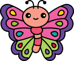 cartone animato colorato farfalla carattere accogliente gesto delle mani. farfalla con motivo ad ali beuatifil
