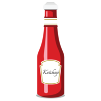 una botella de ketchup roja con una pegatina blanca png