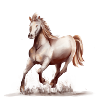 laufendes Pferd Schwarz-Weiß-Aquarell-Stil auf weißem Hintergrund png