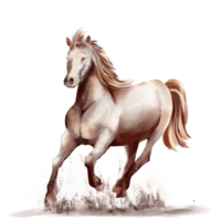 Running horse black and white watercolor style on white background png