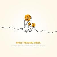 Breastfeeding week newborn baby and mother illustarion vector