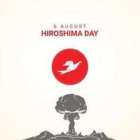 6 de agosto hiroshima día memorable papel pájaro diseño ilustración vector