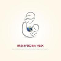 Breastfeeding week newborn baby and mother illustarion vector