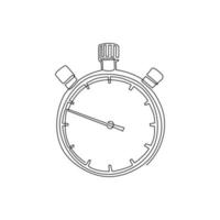 cronómetro de dibujo de línea continua única, reloj especial para iniciar, detener, medir. equipamiento deportivo y de competición. logotipo del icono de la flecha de retorno del temporizador. Ilustración de vector de diseño gráfico de dibujo de una línea dinámica