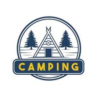 logotipo retro de camping y aventura al aire libre vector