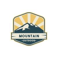 mountain outdoor badge logo design vector