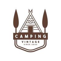 Camping and outdoor adventure retro logo vector