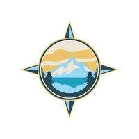 mountain outdoor badge logo design vector