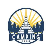 logotipo retro de camping y aventura al aire libre vector
