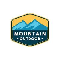 mountain outdoor badge logo design vector