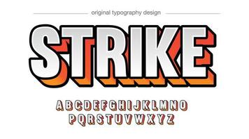 tipografía mayúscula 3d naranja y plata vector