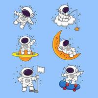 Cute Playful Astronaut Hand Drawn Aesthetic Tatto vector