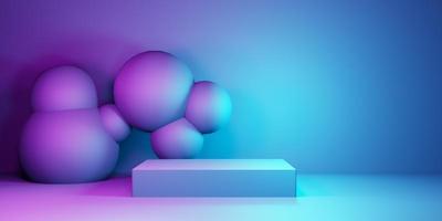 3d rendering of purple and blue abstract geometric background. Scene for advertising, technology, showcase, banner, cosmetic, fashion, business, sport, metaverse. Sci-Fi Illustration. Product display