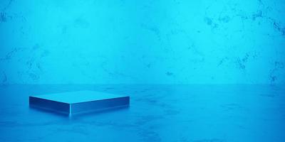 Representación 3d de fondo geométrico abstracto azul. escena para publicidad, sala de exposición, tecnología, banner, cosmética, moda, negocios, deporte, metaverso, moderno, interior. ilustración de ciencia ficción. foto