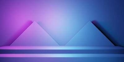 3d rendering of purple and blue abstract geometric background. Scene for advertising, technology, showcase, banner, cosmetic, fashion, business, sport, metaverse. Sci-Fi Illustration. Product display