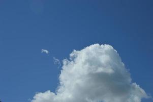 Blue sky with white cloud. Natural background. Summer sky. For decorative background and wallpaper design. photo