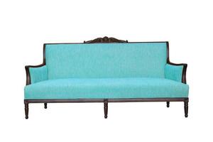sofá azul aislado sobre fondo blanco foto