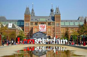 Rijksmuseum with big letters in Amsterdam, Holland Netherlands photo