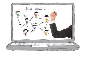Business hands   sketch Social networking concept photo