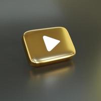 Golden Button  Social Media 3D Render Icon photo