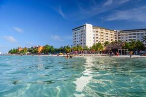 Ripple in the water near hotel on the sandy beach in Cancun, Yukatan, Mexico photo