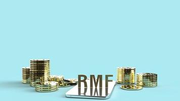 rmf  on mobile and  gold coins 3d rendering for business content. photo