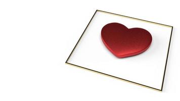 red heart and gold Fram on white background 3d rendering for Valentine's Day content. photo