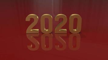 3d rendering 2020 gold number for new year  concept. photo