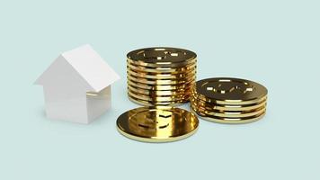 White House and gold coins for property content 3d rendering. photo
