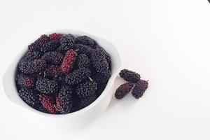 The mulberry fruit image on white background . photo