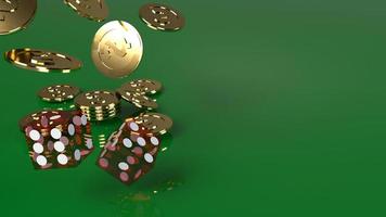 Red dices on green 3d rendering close up image. photo