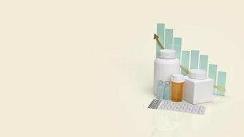 drug medical bottle and chart for health  content 3d rendering. photo