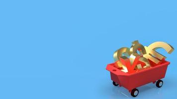 The gold money symbol on trolley cart for business concept 3d rendering photo