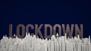 The text lockdown and city building for medical content 3d rendering photo