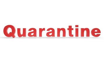 red quarantine word 3d rendering on white background for outbreaks content. photo