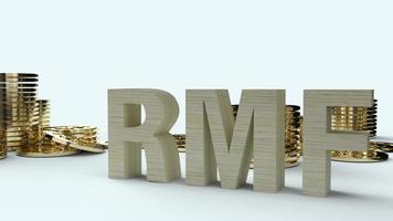 wood text rmf and gold coins 3d rendering for business content. photo