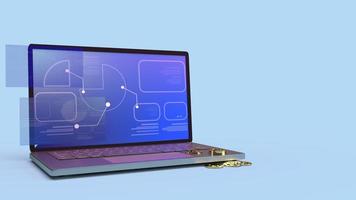 notebook chart on screen  for business content 3d rendering. photo