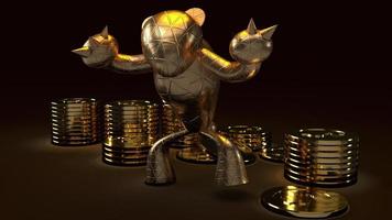 bear gold  and gold coins 3d rendering in dark tone for business content. photo