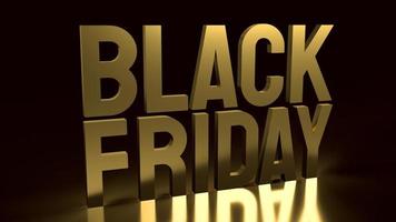 gold Black Friday text on black background for holiday shopping  3d rendering. photo