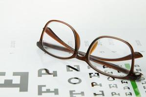 The Diagram of checking eyes glasses Optometry medical background. photo