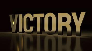 The victory text gold surface in black background 3d rendering. photo