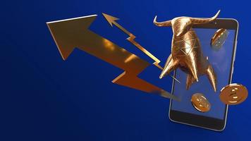 bull gold and mobile  3d rendering for business content. photo