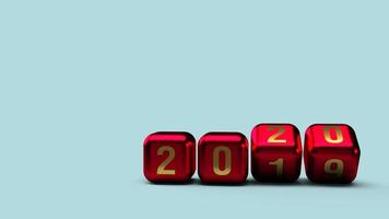 2020 gold number on cubes red Metallic color 3d rendering for new year content. photo