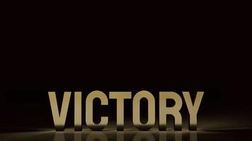 The victory text gold surface in black background 3d rendering. photo