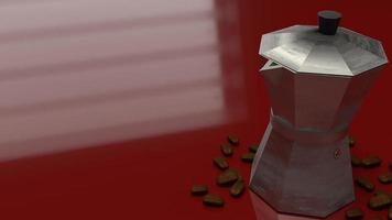 vintage coffee pot on red background 3d rendering. photo