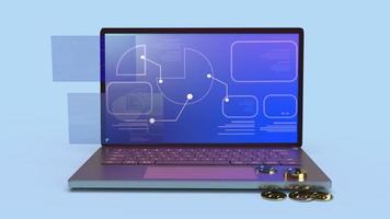 notebook chart on screen  for business content 3d rendering. photo