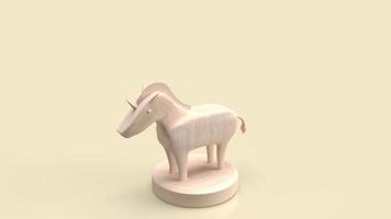 The wood unicorn  for start up or business concept 3d rendering photo