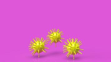 The yellow virus on pink background for outbreak content 3d rendering photo