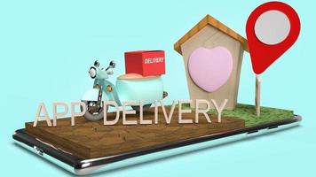 scooter and home 3d rendering for applications delivery content. photo